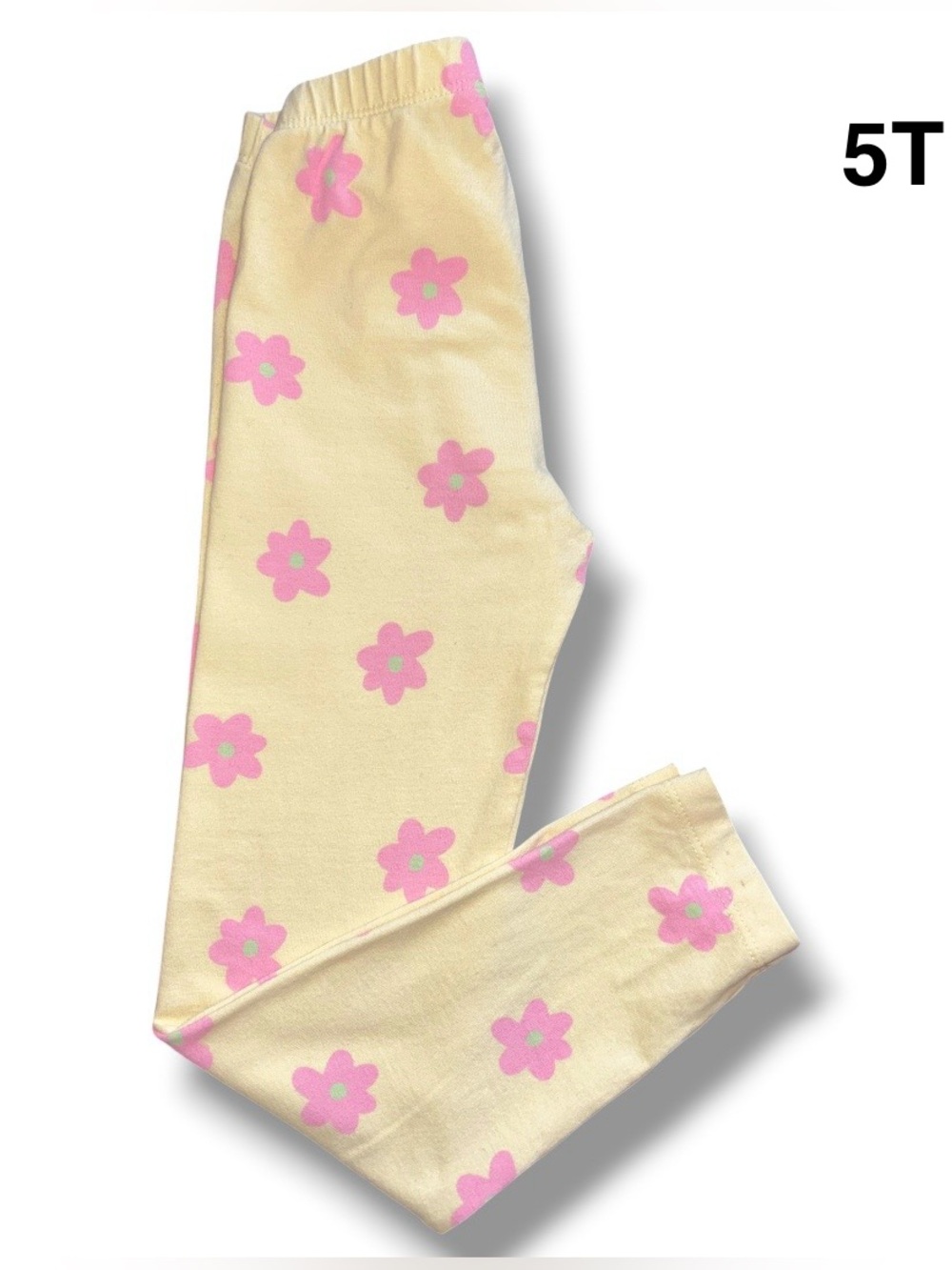 Old Navy Yellow Leggings with Pink Floral Accents Size 5T